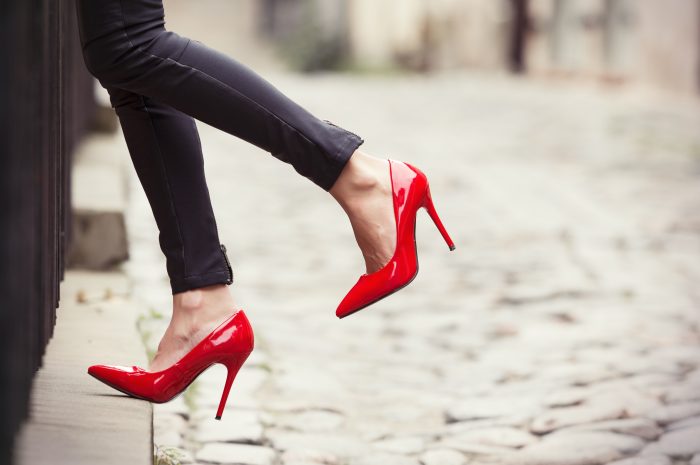 Woman Wearing Red Tights And High Heels by Ton Kinsbergen/science Photo  Library